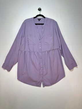 Torrid Emma Tunic Lilac Lavender Button Front Babydoll Blouse 2X Boho Workwear